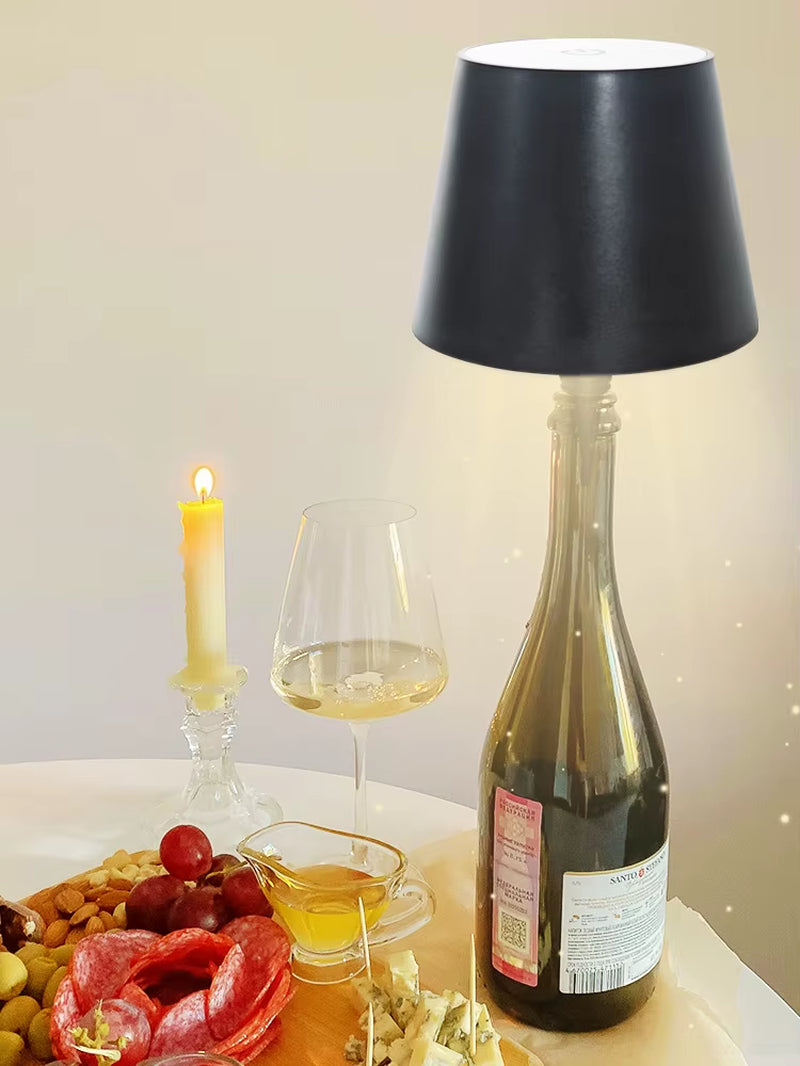 Wireless Bottle Lamp LED Wine Bottle Base Rechargeable Vases Led Light Battery Operated Bar Dining Mushroom Lamp Holder Decor