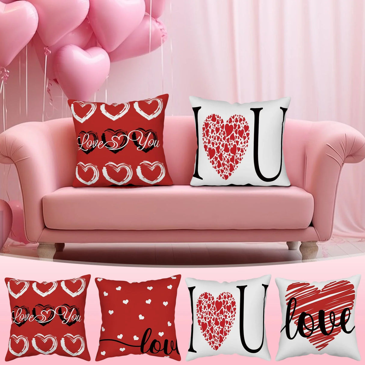 2024 New Arrival Valentines Day Pillow Covers 18X18, I Love You Big Love Heart Shape Flax Throw Pillows Cover for Valentines'S Day Gift Mother'S Day Gift (1PC)