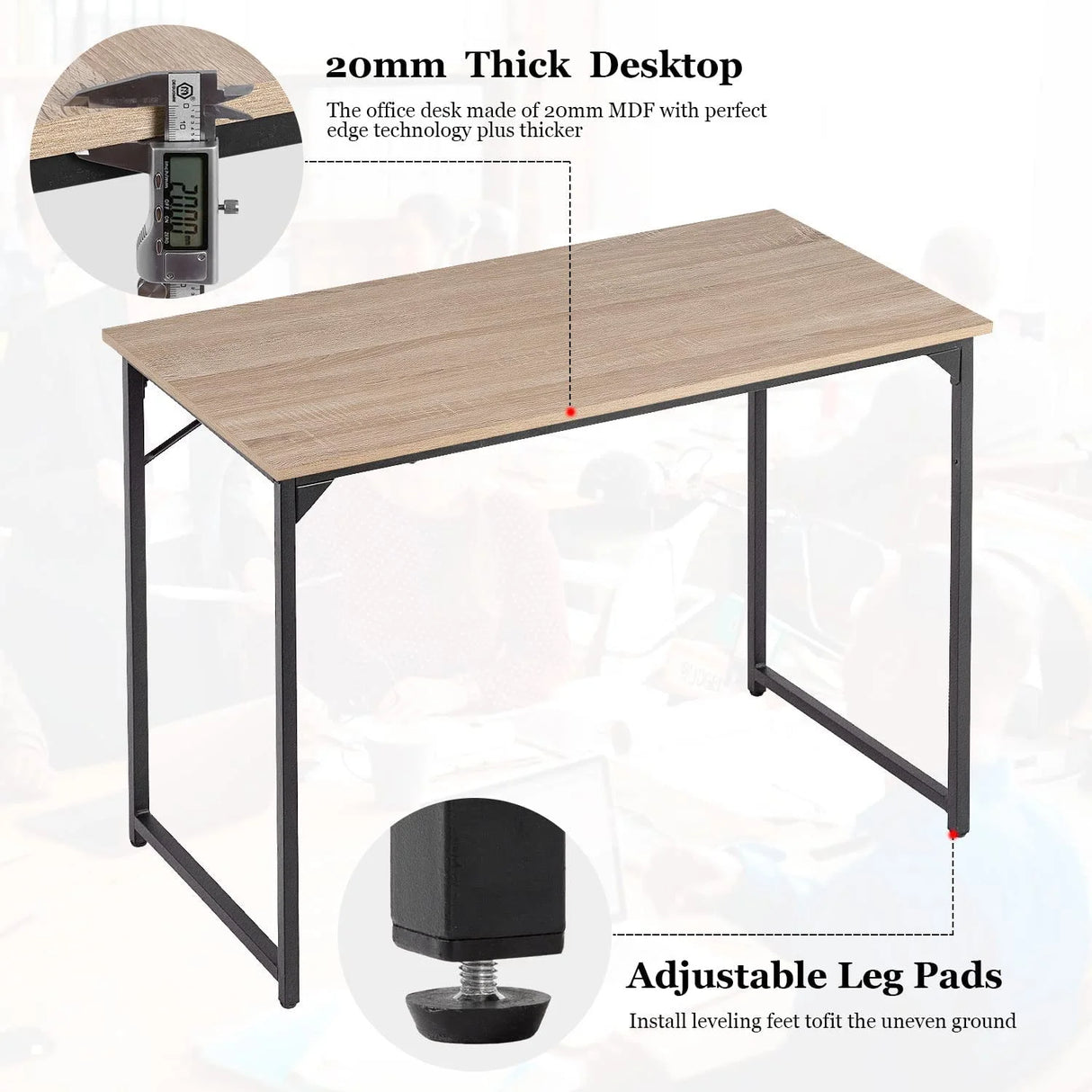 39 Inch Computer Desk,Sturdy Laptop Table for Home Office for Adults, Nature