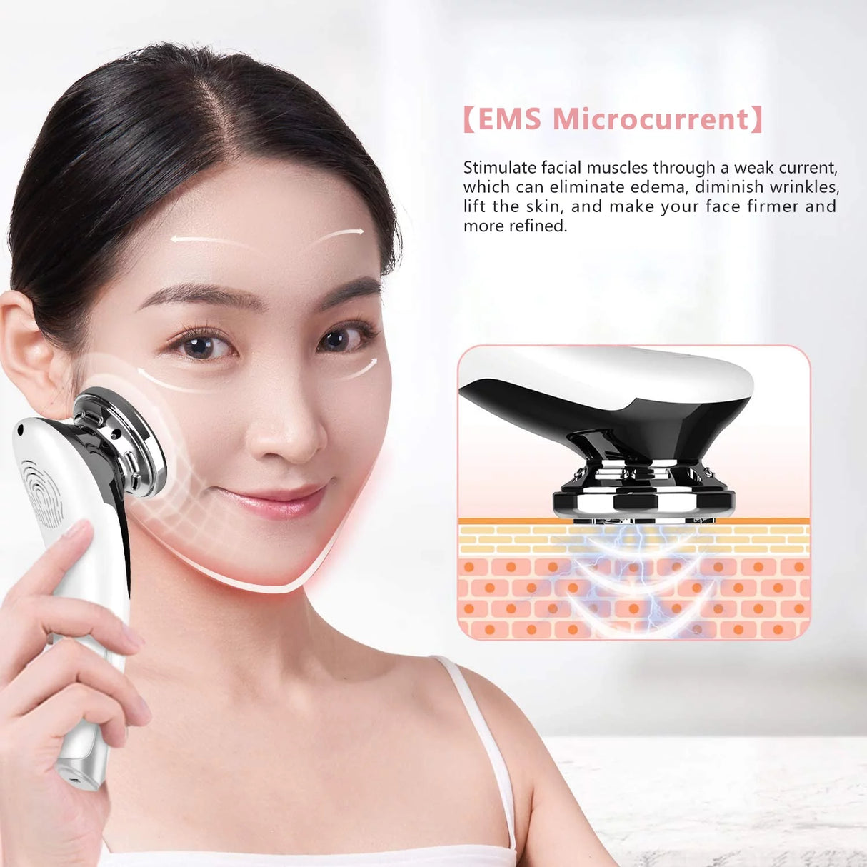 Face Massager Electric, Skin Care Tools Multifunctional Facial Massager anti Aging Skin Tightening Firming for Face Lift Galvanic Facial Machine (White)