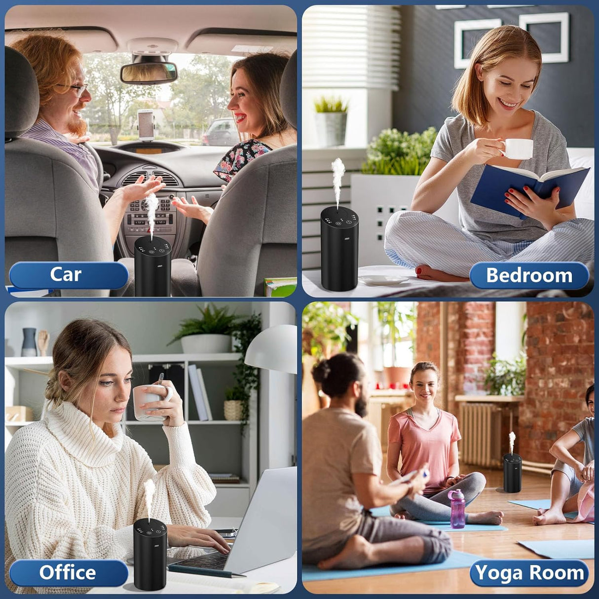 Waterless Car Diffuser, Waterless Diffusers for Essential Oils with Timer & No Leakage Tech, Super Quiet Cordless Aromatherapy Essential Oil Diffuser Battery Operated for Car, Room, Office