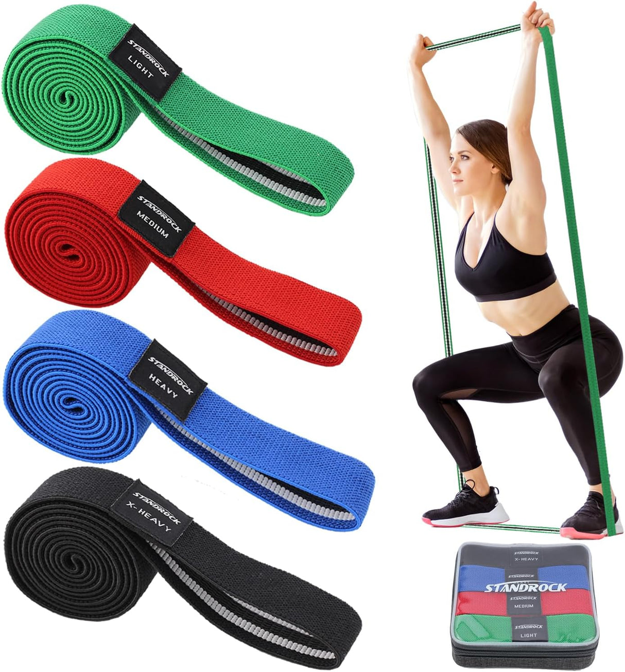 Fabric Resistance Bands for Working Out, 3 and 4 Levels Booty Bands Long Resistance Bands for Women and Men | Elastic Bands for Exercise Bands Resistance Bands Set Workout Bands Resistance