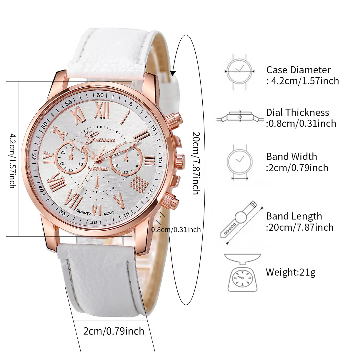 5Pcs/Set Women'S Watch Fashion Roma Dial Leather Band Quartz Watches Pearls Jewelry Set(Without Box)