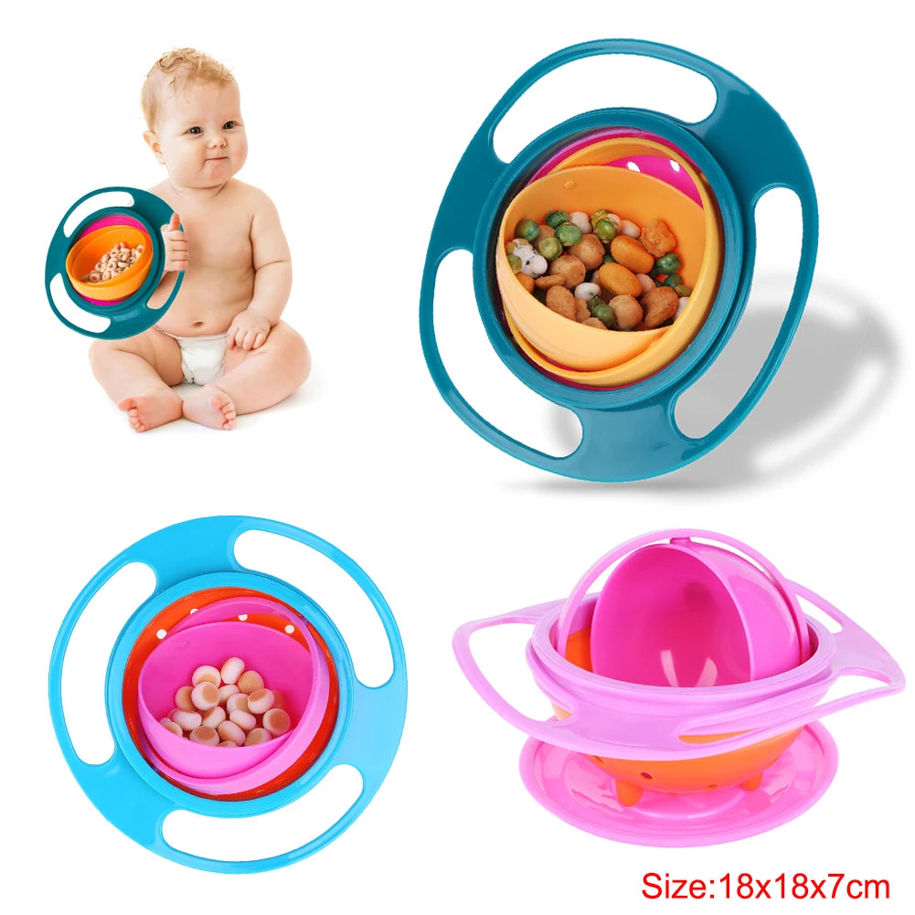 Ufo-Shaped Balanced Eating Bowl Cute Toy Kids Training Feeder 360 Rotating Spill-Proof Leak-Proof for Boys Girls