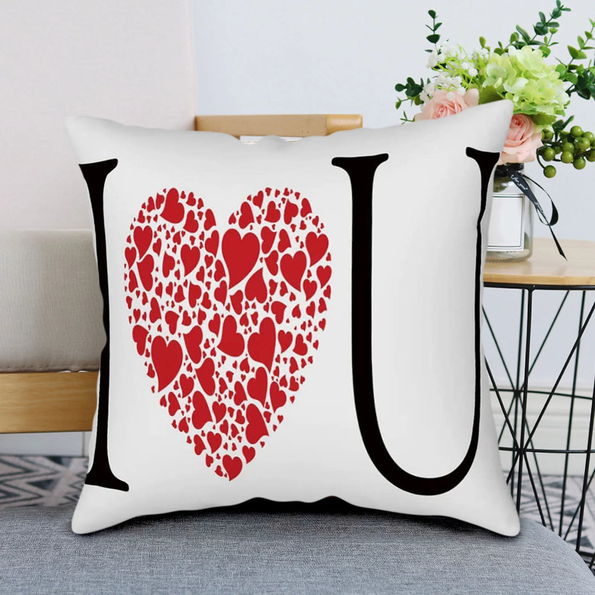 2024 New Arrival Valentines Day Pillow Covers 18X18, I Love You Big Love Heart Shape Flax Throw Pillows Cover for Valentines'S Day Gift Mother'S Day Gift (1PC)