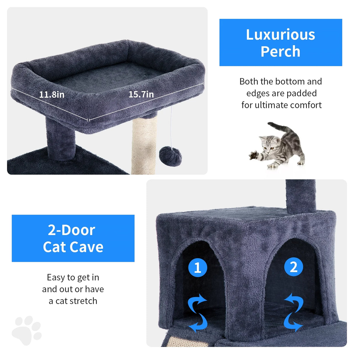 36 Inches Cat Tree for Indoor,Dark Gray.