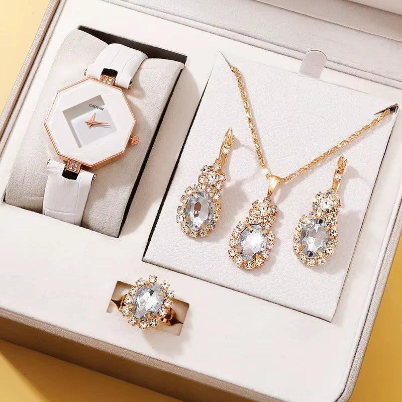 5Pcs Set Watches Set Luxury Rhinestone Women Fashion Elegant Wristwatch Quartz Watch for Girl Ladies Clock Relogio