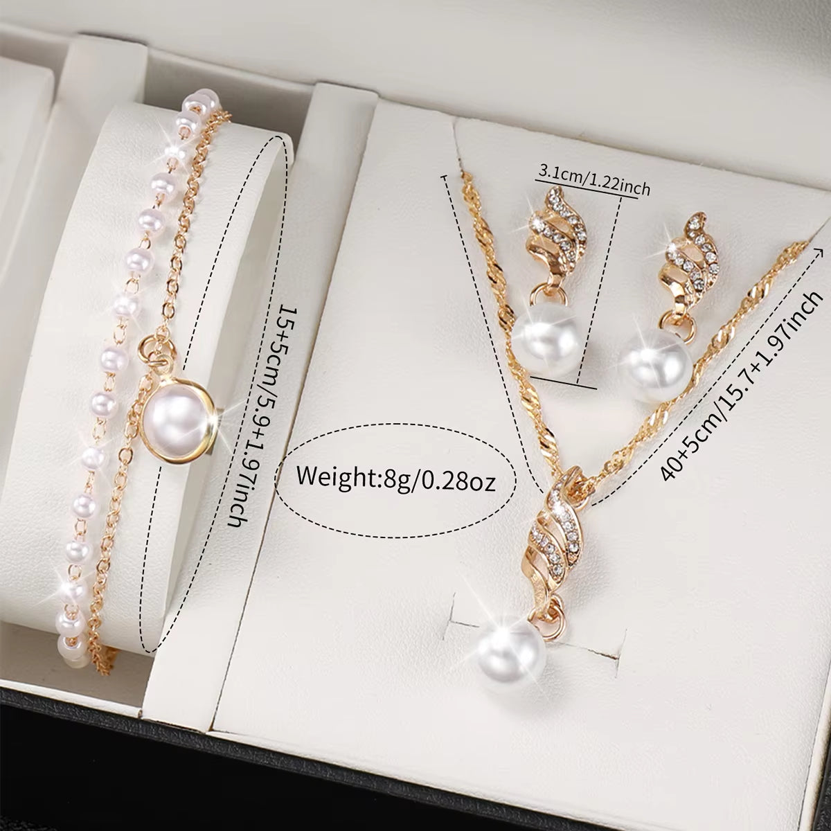 5Pcs/Set Women'S Watch Fashion Roma Dial Leather Band Quartz Watches Pearls Jewelry Set(Without Box)