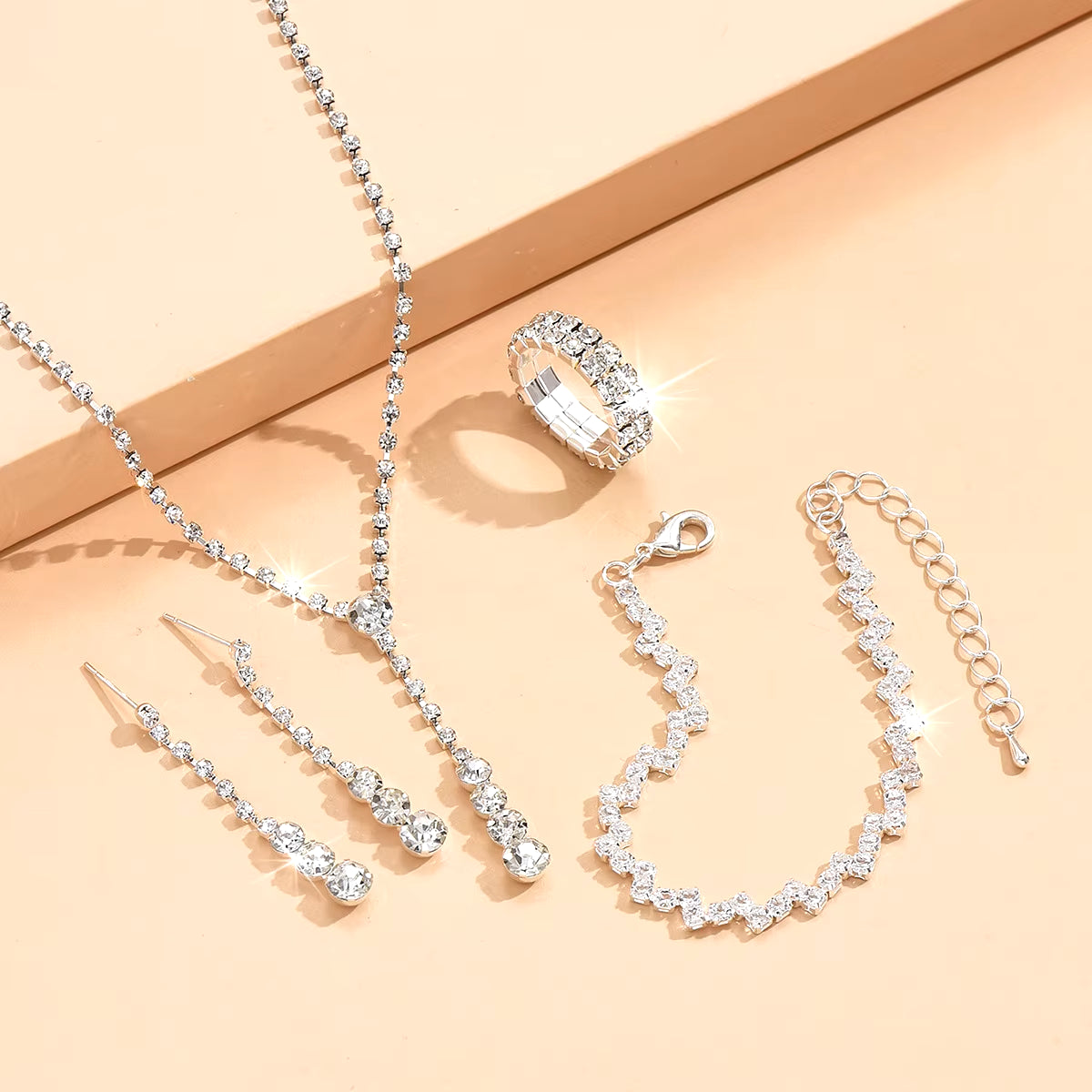 5 Pieces of Women'S Minimalist Claw Chains, Earrings, Necklaces, Bracelets, Rings, Jewelry Sets, Banquet Parties, Holiday Gifts