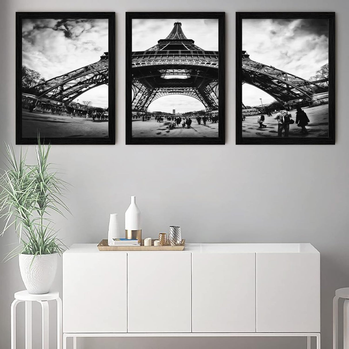 Framed Wall Art Paris Decor Eiffel Tower Wall Art for Bedroom Black and White Wall Art for Living Room Wall Art Decor Bathroom Decor Wall Art 3 Piece 12X16 in Picture Frame Black Wall Art (Paris