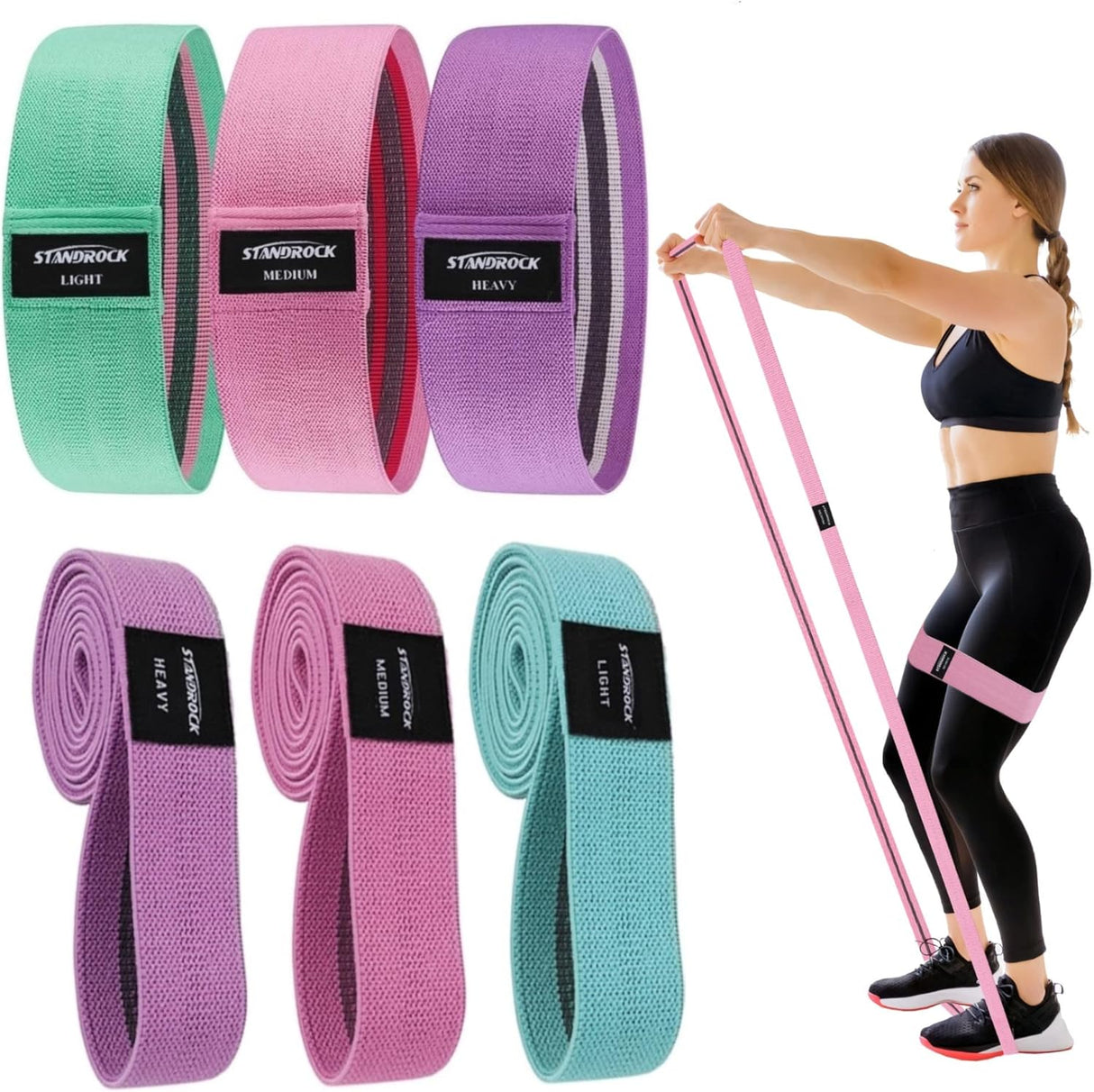 Fabric Resistance Bands for Working Out, 3 and 4 Levels Booty Bands Long Resistance Bands for Women and Men | Elastic Bands for Exercise Bands Resistance Bands Set Workout Bands Resistance