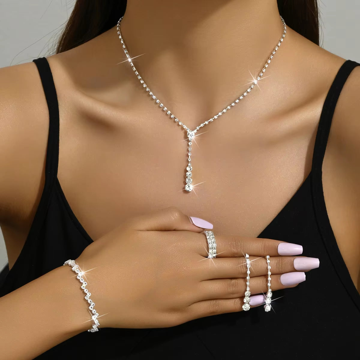 5 Pieces of Women'S Minimalist Claw Chains, Earrings, Necklaces, Bracelets, Rings, Jewelry Sets, Banquet Parties, Holiday Gifts