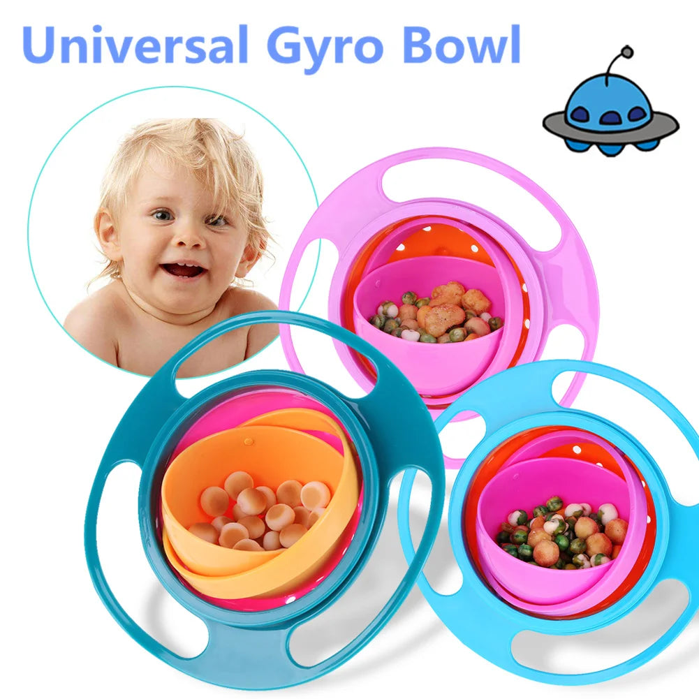 Ufo-Shaped Balanced Eating Bowl Cute Toy Kids Training Feeder 360 Rotating Spill-Proof Leak-Proof for Boys Girls