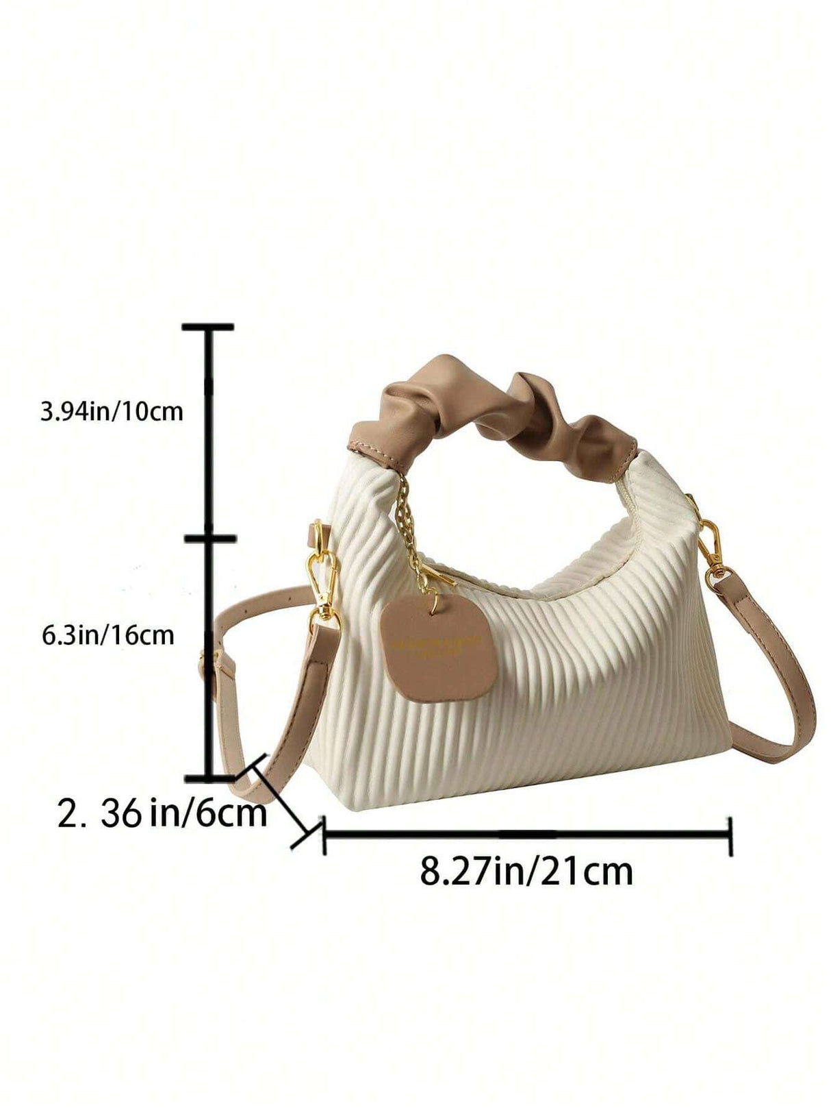 New Style Fashionable Simple All-Match Trendy Pleated Weaving Pu Color Block Handbag Shoulder Bag Crossbody Bag