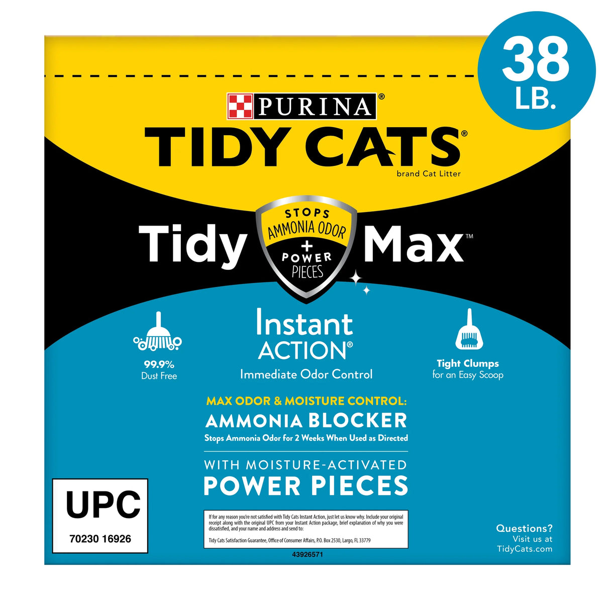 Purina Tidy Cats Clumping Cat Litter, Instant Action, Odor Control 24/7, 38 Lb. Box