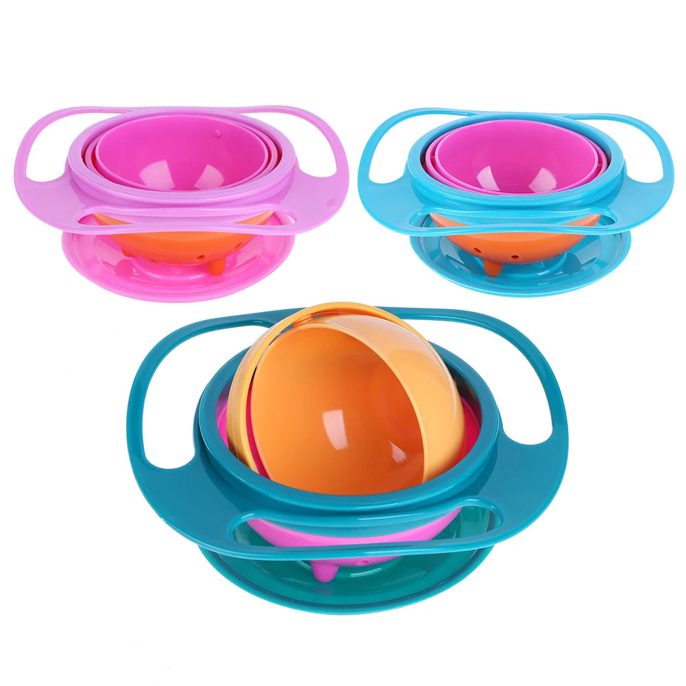 Ufo-Shaped Balanced Eating Bowl Cute Toy Kids Training Feeder 360 Rotating Spill-Proof Leak-Proof for Boys Girls