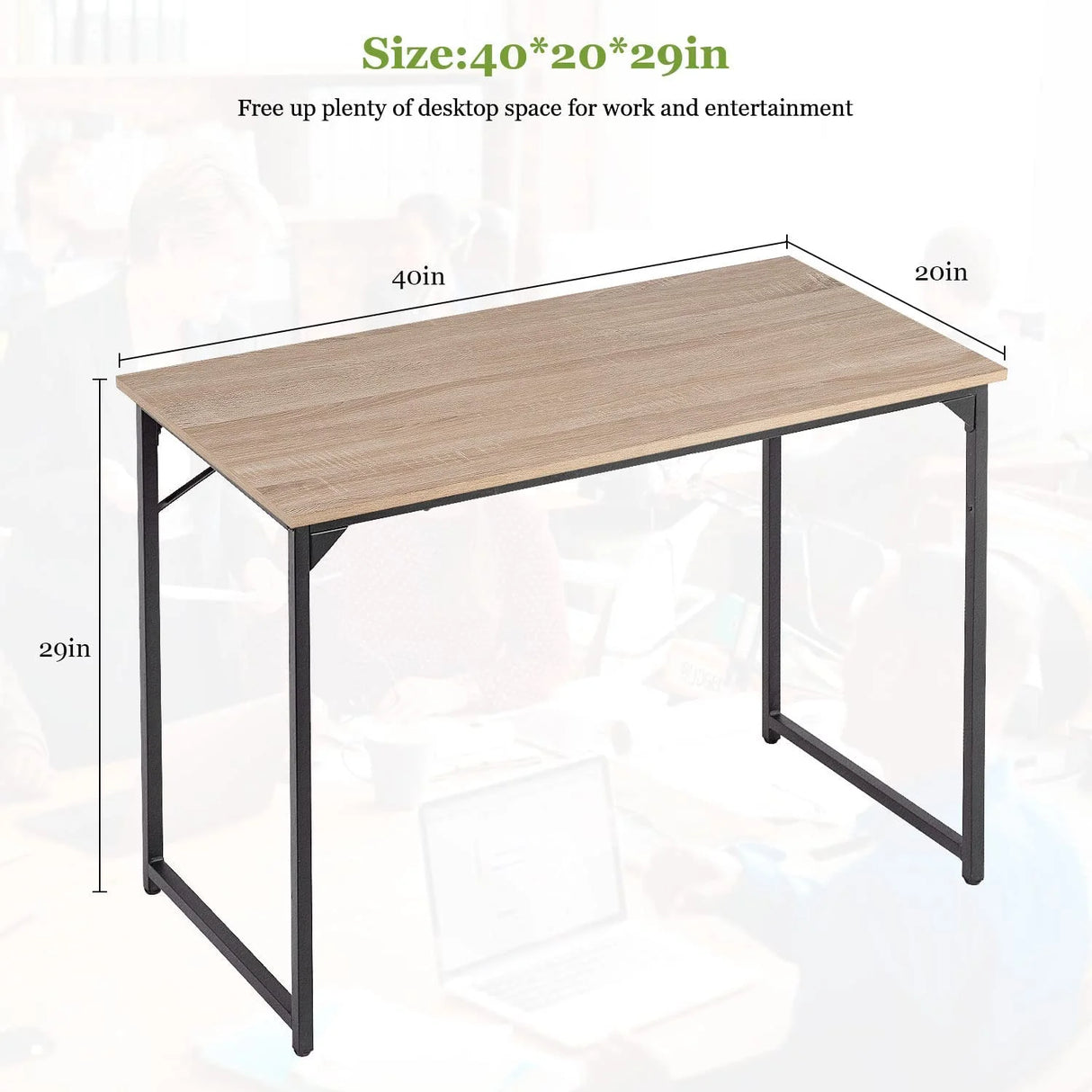 39 Inch Computer Desk,Sturdy Laptop Table for Home Office for Adults, Nature