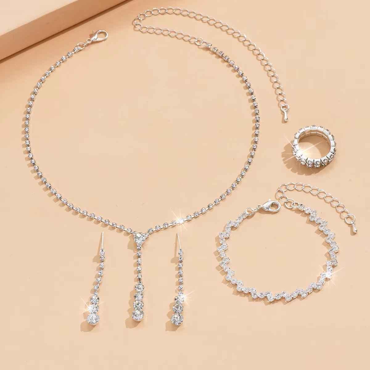 5 Pieces of Women'S Minimalist Claw Chains, Earrings, Necklaces, Bracelets, Rings, Jewelry Sets, Banquet Parties, Holiday Gifts