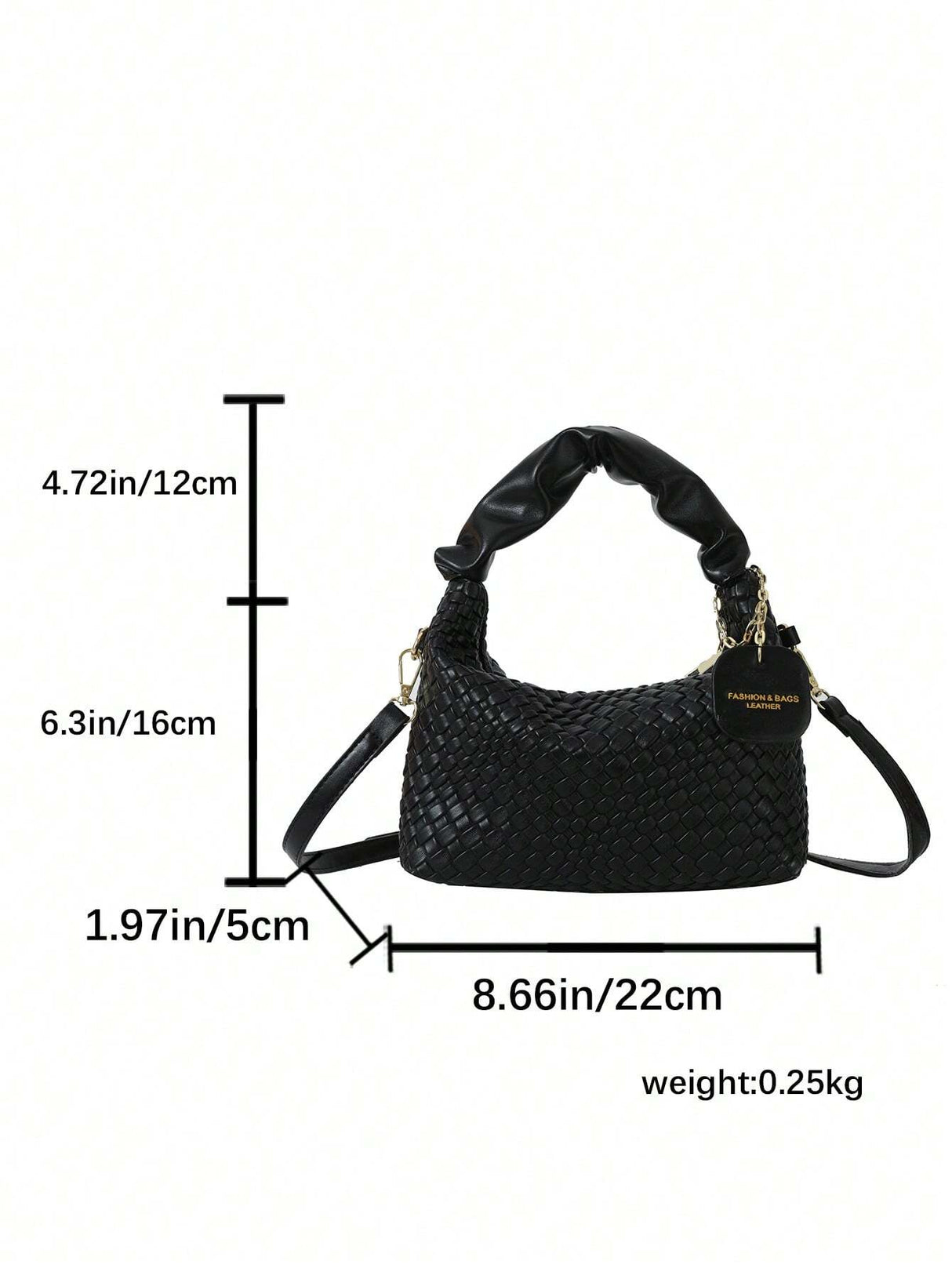 New Style Fashionable Simple All-Match Trendy Pleated Weaving Pu Color Block Handbag Shoulder Bag Crossbody Bag