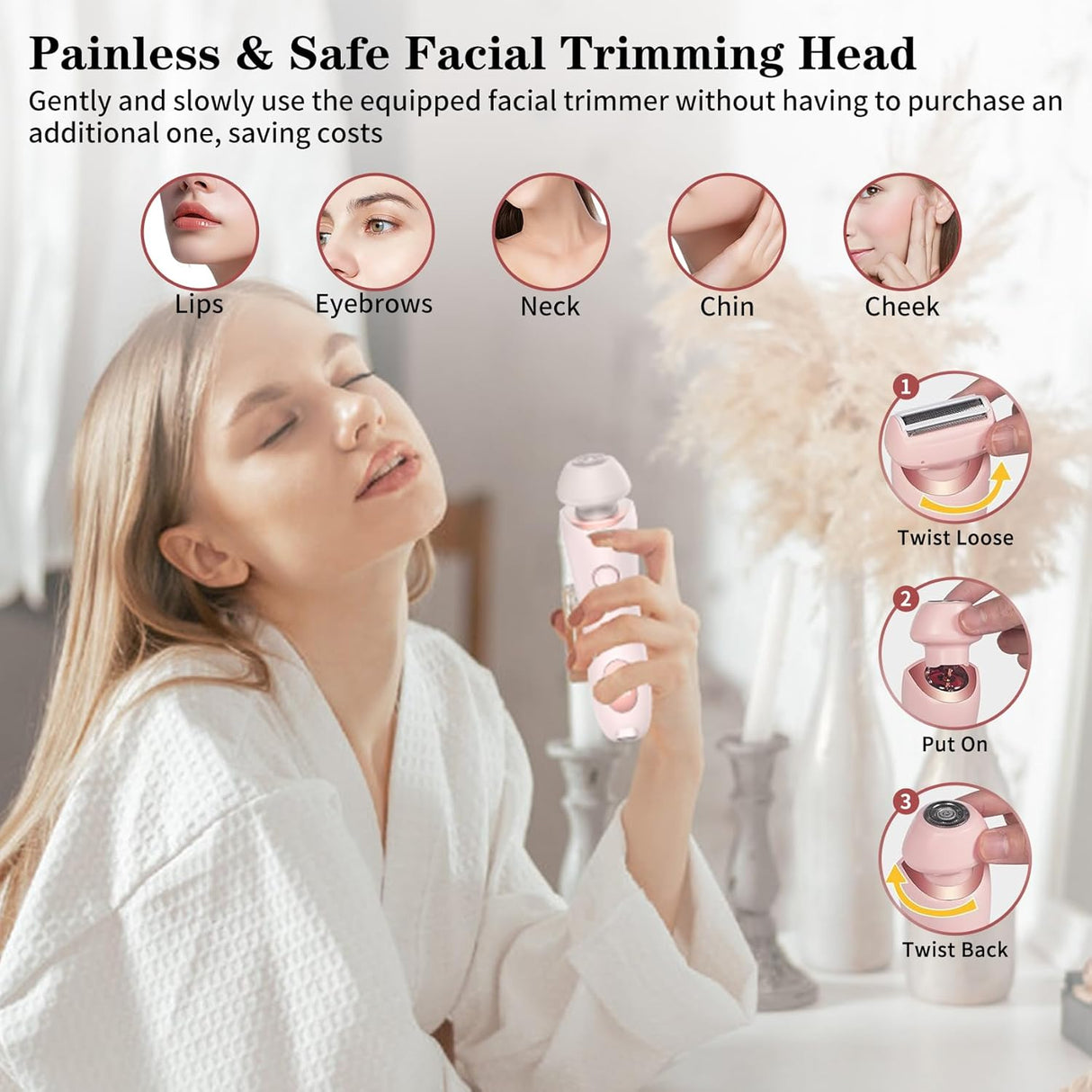 Dusk Razor for Women, Glide Pro 3.0 Razor Dusk, 2 in 1 Dusk Electric Shaver for Women, Duskofficial Razor, Dusk Official Razor for Women Waterproof, Dusk Glide Pro 3.0 Shaver Painless Wet & Dry(Pink)