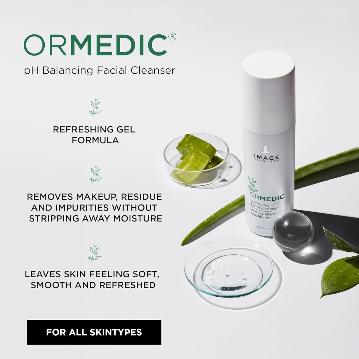 Ormedic Ph Balancing Facial Cleanser, Mild Foaming and Hydrating Face Wash with Aloe Vera