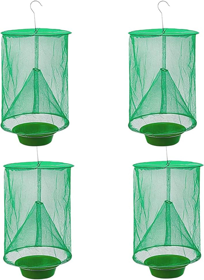Ranch Fly Trap Outdoor Hanging | Reusable Fly Trap | Food Bait Flay Catcher Cage for Indoor or Outdoor Family Farms, Park (3 Pack)
