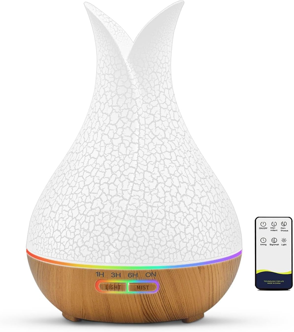 Essential Oil Diffusers, Cute Small Aromatherapy Diffuser with 3 Timers& 7 Ambient Light, Ultra-Quiet Oil Diffuser for Room Home Office(150Ml), Wood