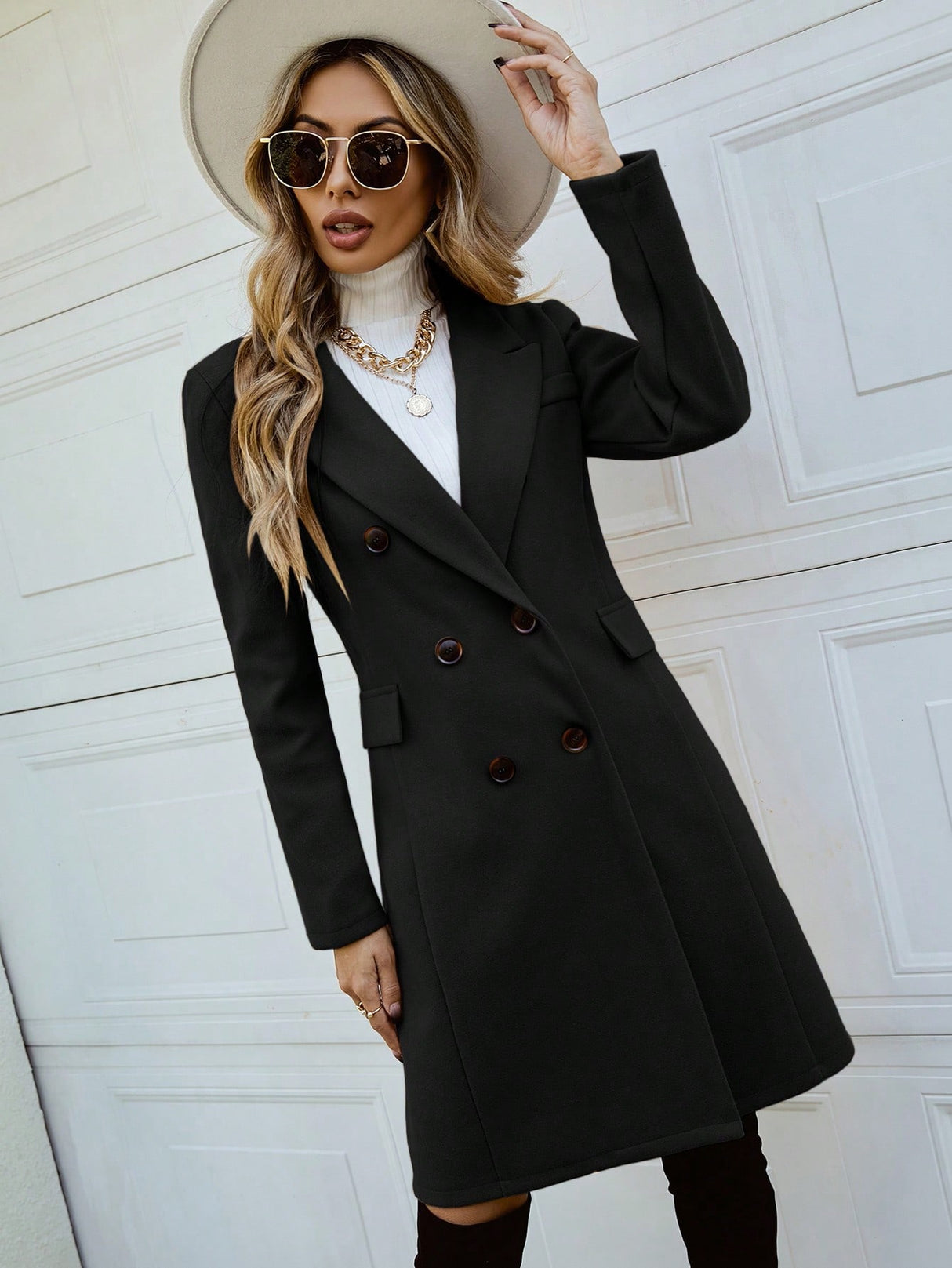 Classic Double Breasted Lapel Collar Overcoat
