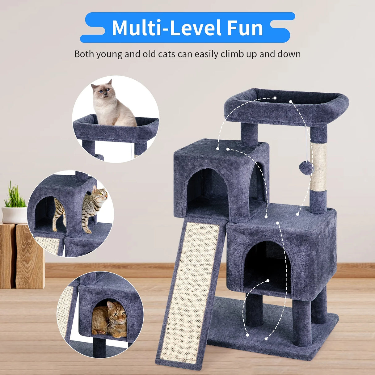 36 Inches Cat Tree for Indoor,Dark Gray.