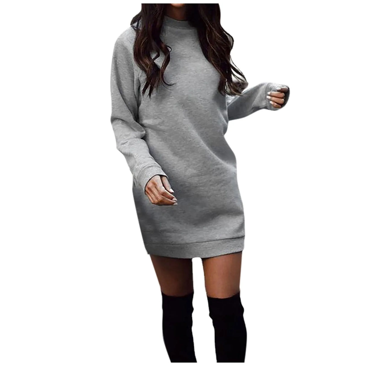 Women'S Autumn and Winter round Neck Long Sleeve Solid Color Sweater Dress Vestidos En Oferta Liquidación Envío Gratis Ropa Para