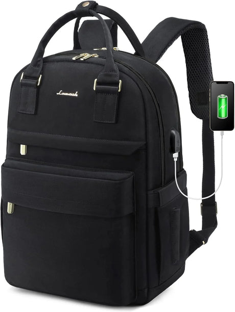 Laptop Backpack,Women Travel Work Bag Bookbag Fit 15.6" Laptop,Waterproof Vintage Teacher Nurse Daypack-Black