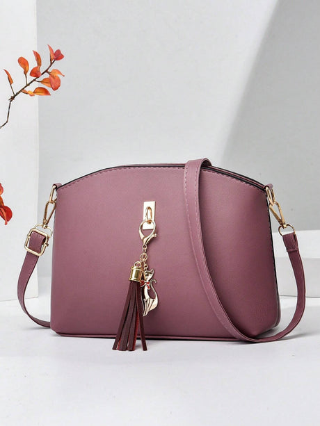 PLANEE Large Capacity 2-Piece Bag Set: Portable, Business Casual Tote & Crossbody Bags with Letter & Tassel Decor. Perfect for Work, School, College, Shopping, Commute, and Outdoor Activities. Lightweight, Stylish, and Functional for Women and Teen Girls.
