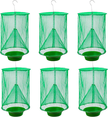 Ranch Fly Trap Outdoor Hanging | Reusable Fly Trap | Food Bait Flay Catcher Cage for Indoor or Outdoor Family Farms, Park (3 Pack)