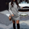Women'S Autumn and Winter round Neck Long Sleeve Solid Color Sweater Dress Vestidos En Oferta Liquidación Envío Gratis Ropa Para