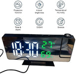 180° Arm Projection Digital Alarm Clock Temperature Humidity Night Mode Snooze 12/24H USB Powered Projector Table LED Clock