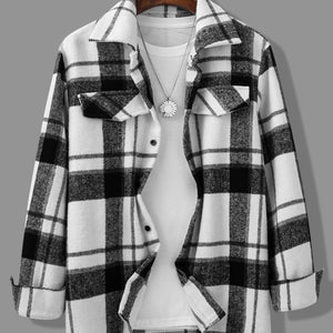 Manfinity Hypemode Men Plaid Print Flap Detail Overcoat without Top