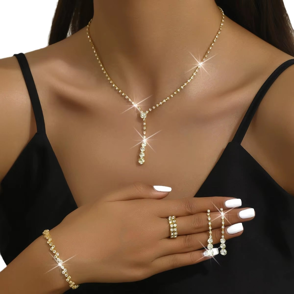 5 Pieces of Women'S Minimalist Claw Chains, Earrings, Necklaces, Bracelets, Rings, Jewelry Sets, Banquet Parties, Holiday Gifts