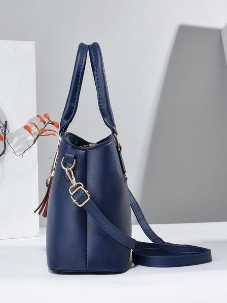 PLANEE Large Capacity 2-Piece Bag Set: Portable, Business Casual Tote & Crossbody Bags with Letter & Tassel Decor. Perfect for Work, School, College, Shopping, Commute, and Outdoor Activities. Lightweight, Stylish, and Functional for Women and Teen Girls.