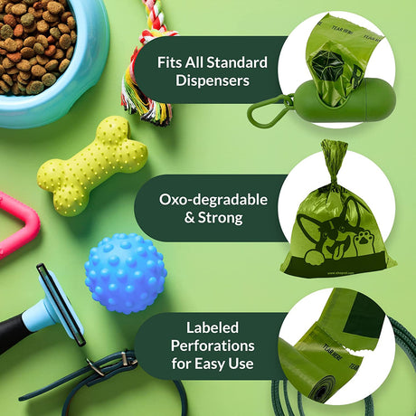 Biodegradable Dog Poop Bags with Holder, 1200 Bags, 9X13", Eco-Friendly