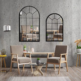 Wall Mirror Window Decorative Mirrors Arched Farmhouse for Living Room Bedroom Entryway Bathroom Vanity (Black,41.3”X 24” X1”)