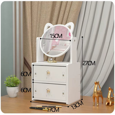 Mirror Makeup Mirrors Wooden DIY Decorative Mirrors with Storage Box Girl Desktop Dressing Mirror for Bedroom Room Decoration