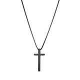 6Pcs_Set Fashionable Pu Leather '8' Shape Beaded Bracelet with Mechanical Watch, Cross Pendant Necklace for Men, Black-Colored