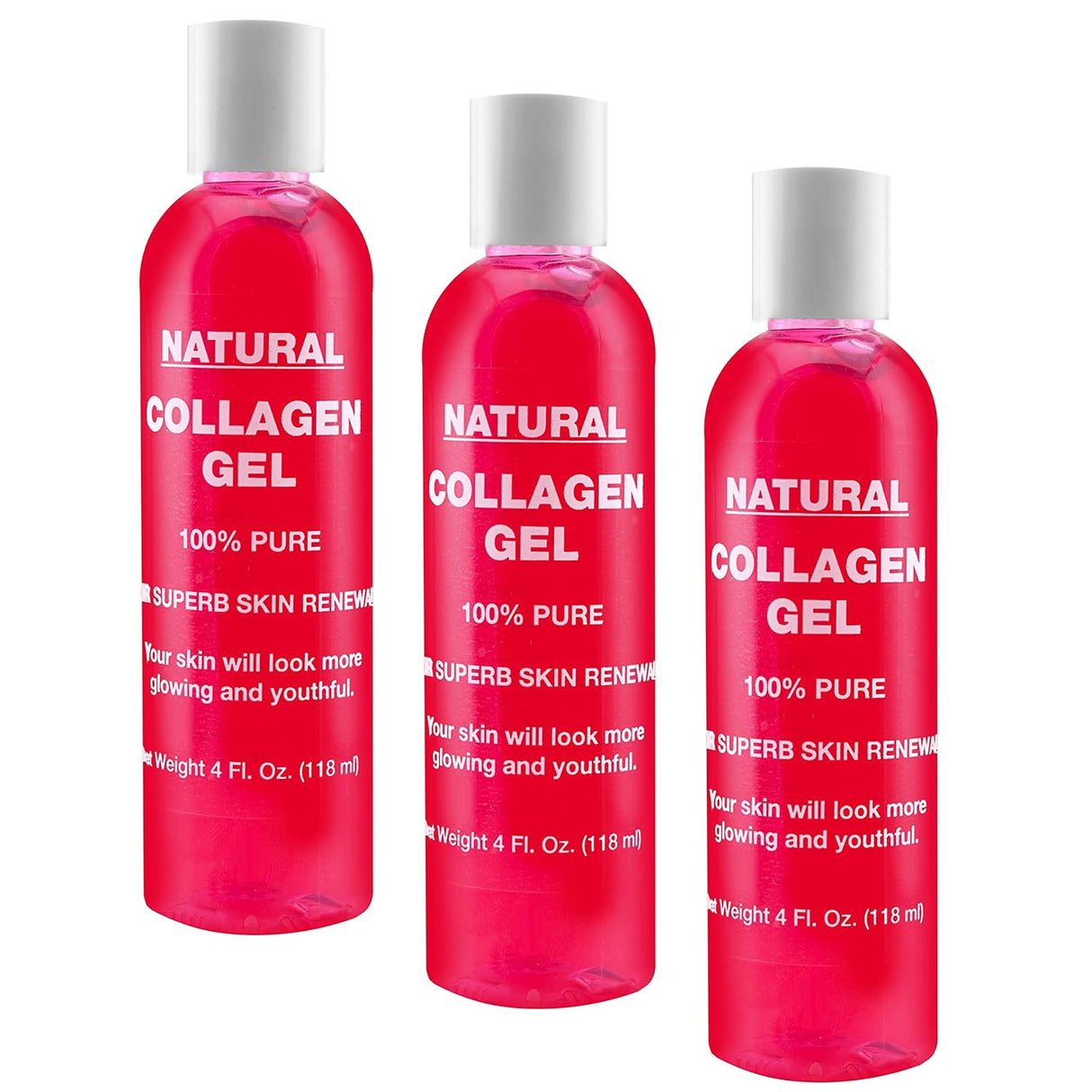 Natural Facial Collagen Gel (118 Ml) - Organic Face Mask Beauty Care for Women - Hydrating and Moisturizing Pure Dermal Collagen for Dry or Rough Skin - Get Healthier Younger Looking Skin (3 PACK)