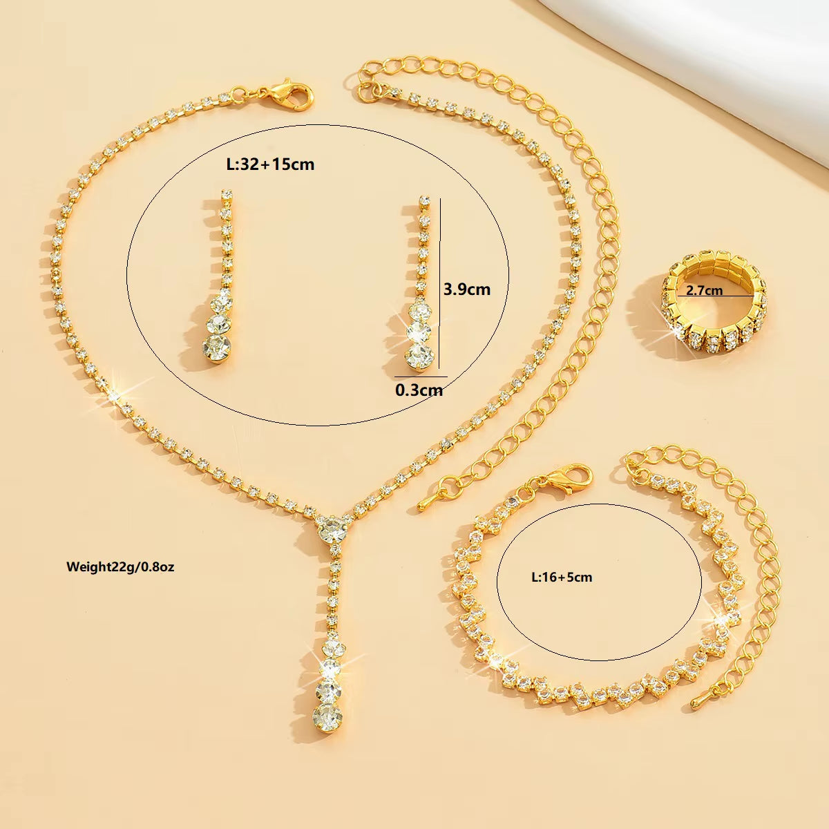 5 Pieces of Women'S Minimalist Claw Chains, Earrings, Necklaces, Bracelets, Rings, Jewelry Sets, Banquet Parties, Holiday Gifts