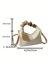 New Style Fashionable Simple All-Match Trendy Pleated Weaving Pu Color Block Handbag Shoulder Bag Crossbody Bag