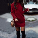 Women'S Autumn and Winter round Neck Long Sleeve Solid Color Sweater Dress Vestidos En Oferta Liquidación Envío Gratis Ropa Para