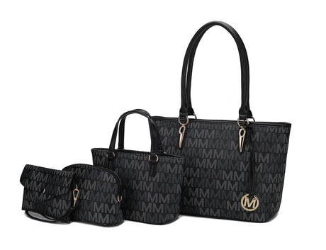 Alexy Women'S Tote Bag, Small Tote Bag, Pouch Purse & Wristlet Wallet Bag 4 Pcs Handbag Set by Mia K - Black