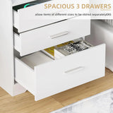 Nightstand with Charging Station & Led Lights White Bedside Table with Drawers & Open Storage Shelf Night Stand for Bedroom
