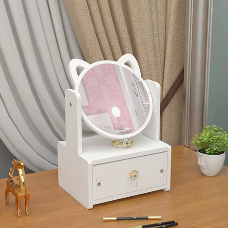 Mirror Makeup Mirrors Wooden DIY Decorative Mirrors with Storage Box Girl Desktop Dressing Mirror for Bedroom Room Decoration
