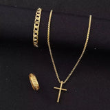 Black Titanium Steel Cross Pendant Necklace for Men Women Minimalist Male Female Chokers Box Chain Necklace Party Jewelry Set
